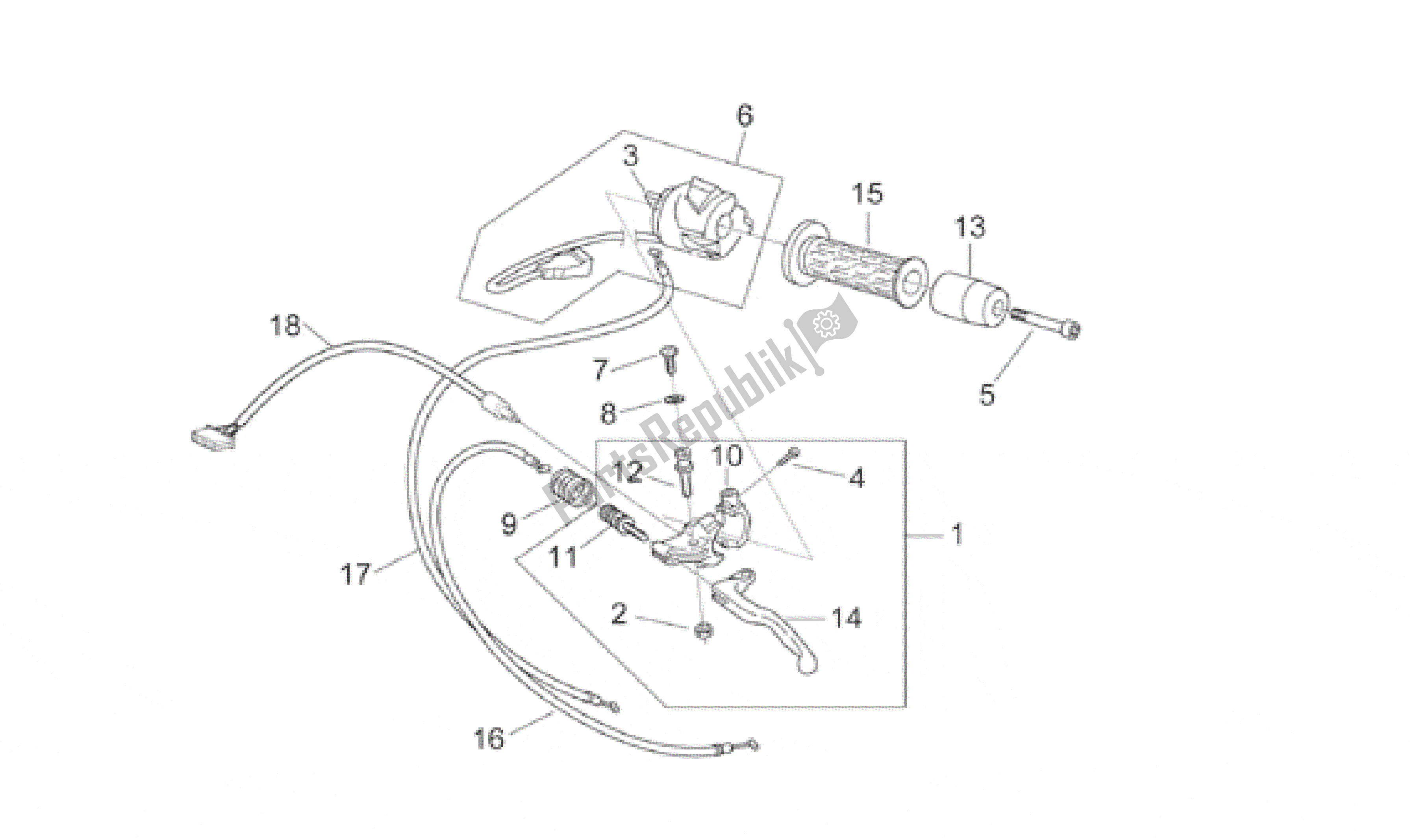 Todas as partes de Lh Controles do Aprilia Pegaso 650 2001