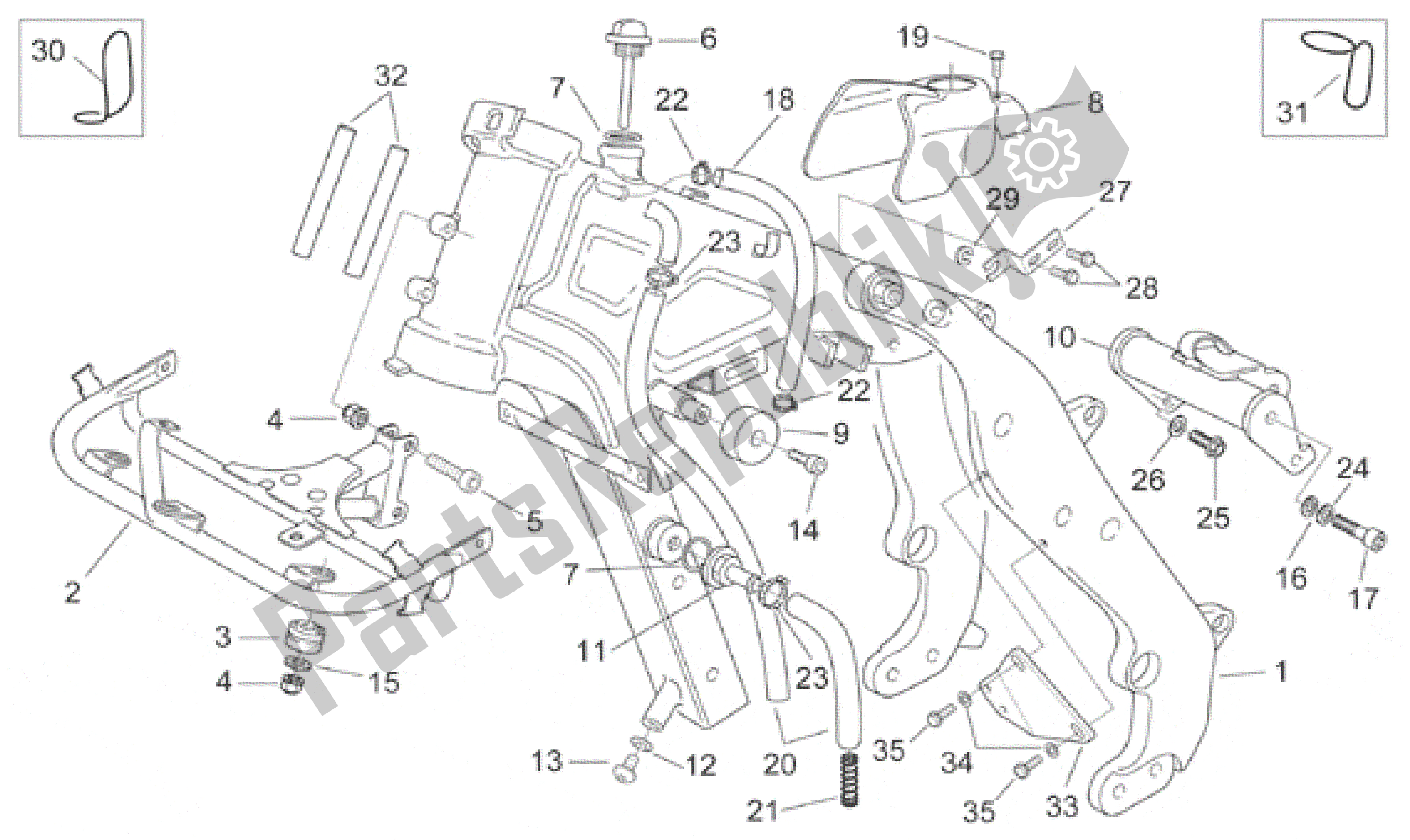 All parts for the Frame I of the Aprilia Pegaso 650 2001