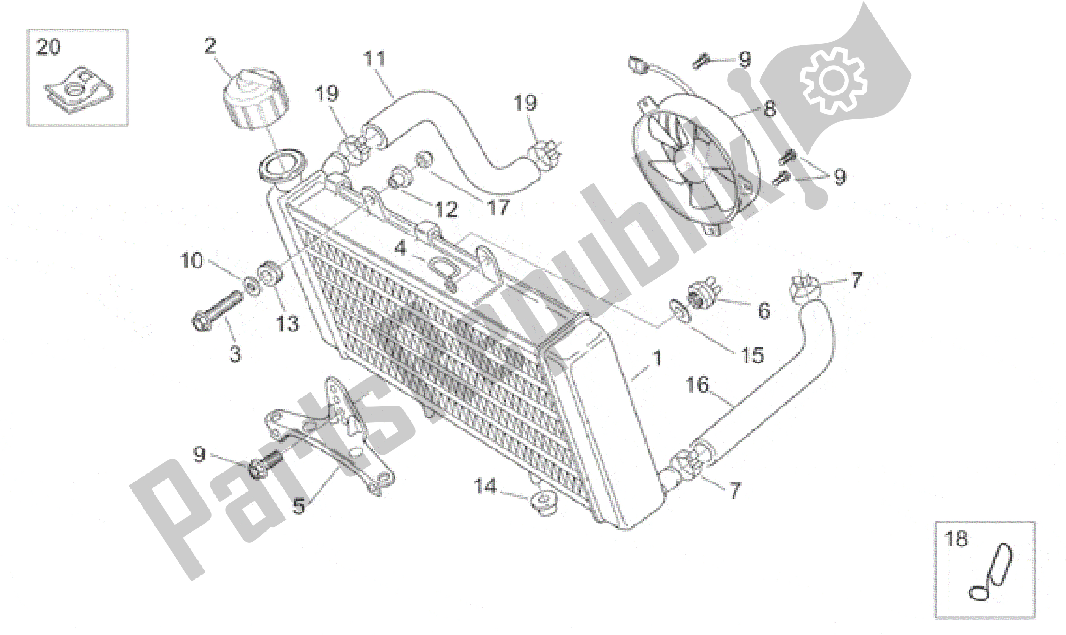 Tutte le parti per il Sistema Di Raffreddamento del Aprilia Pegaso 650 2001