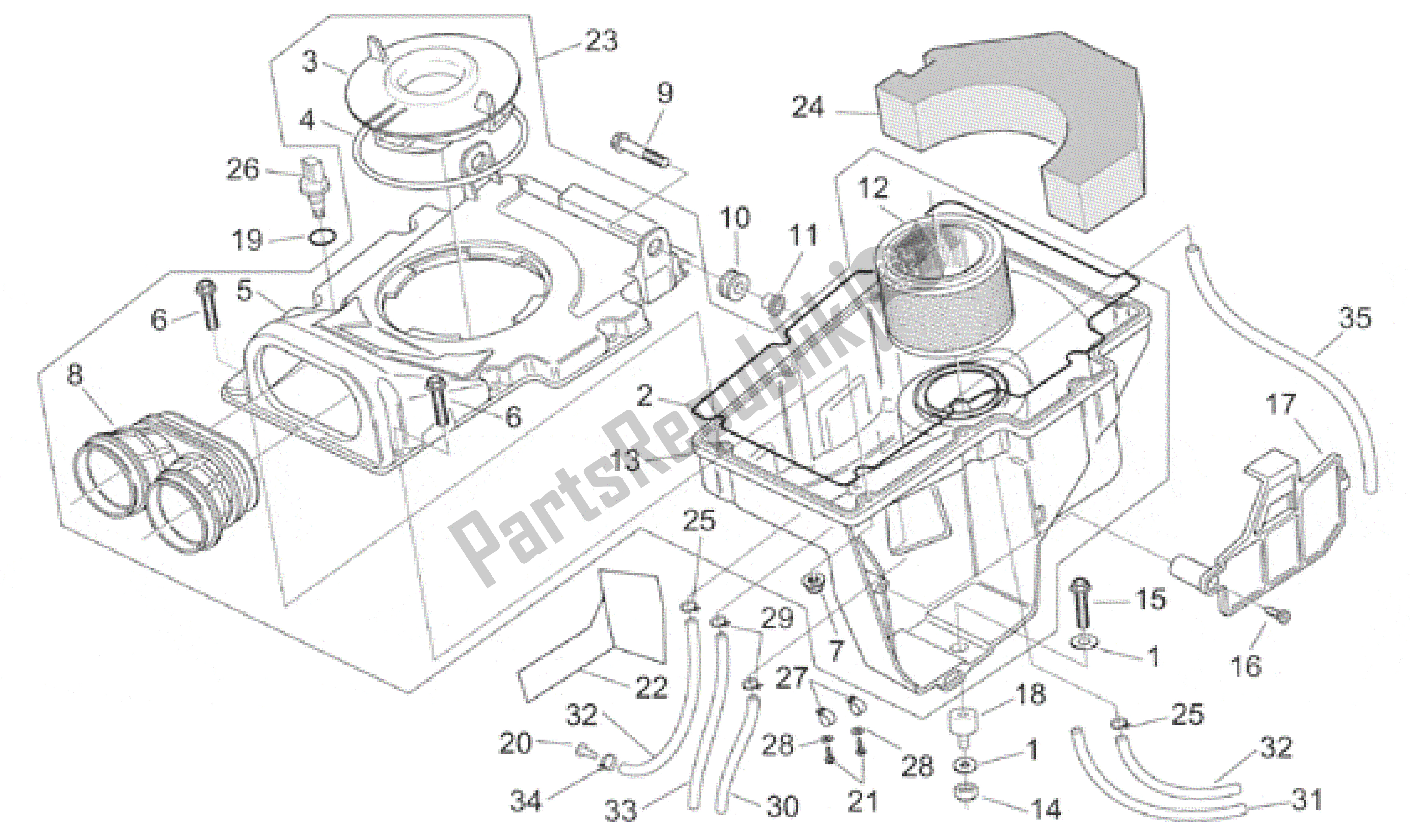 Tutte le parti per il Air Box del Aprilia Pegaso 650 2001