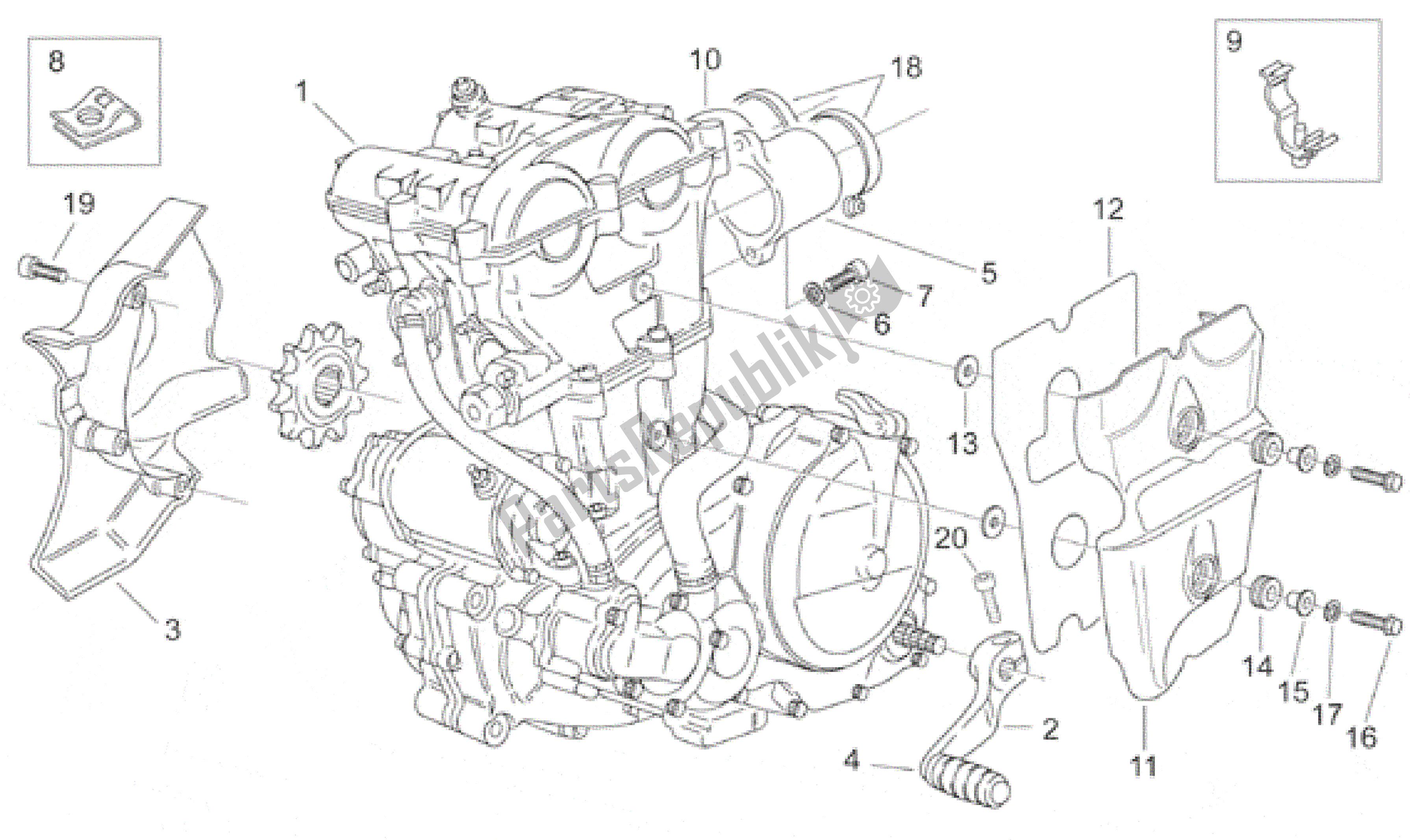 All parts for the Engine of the Aprilia Pegaso 650 2001