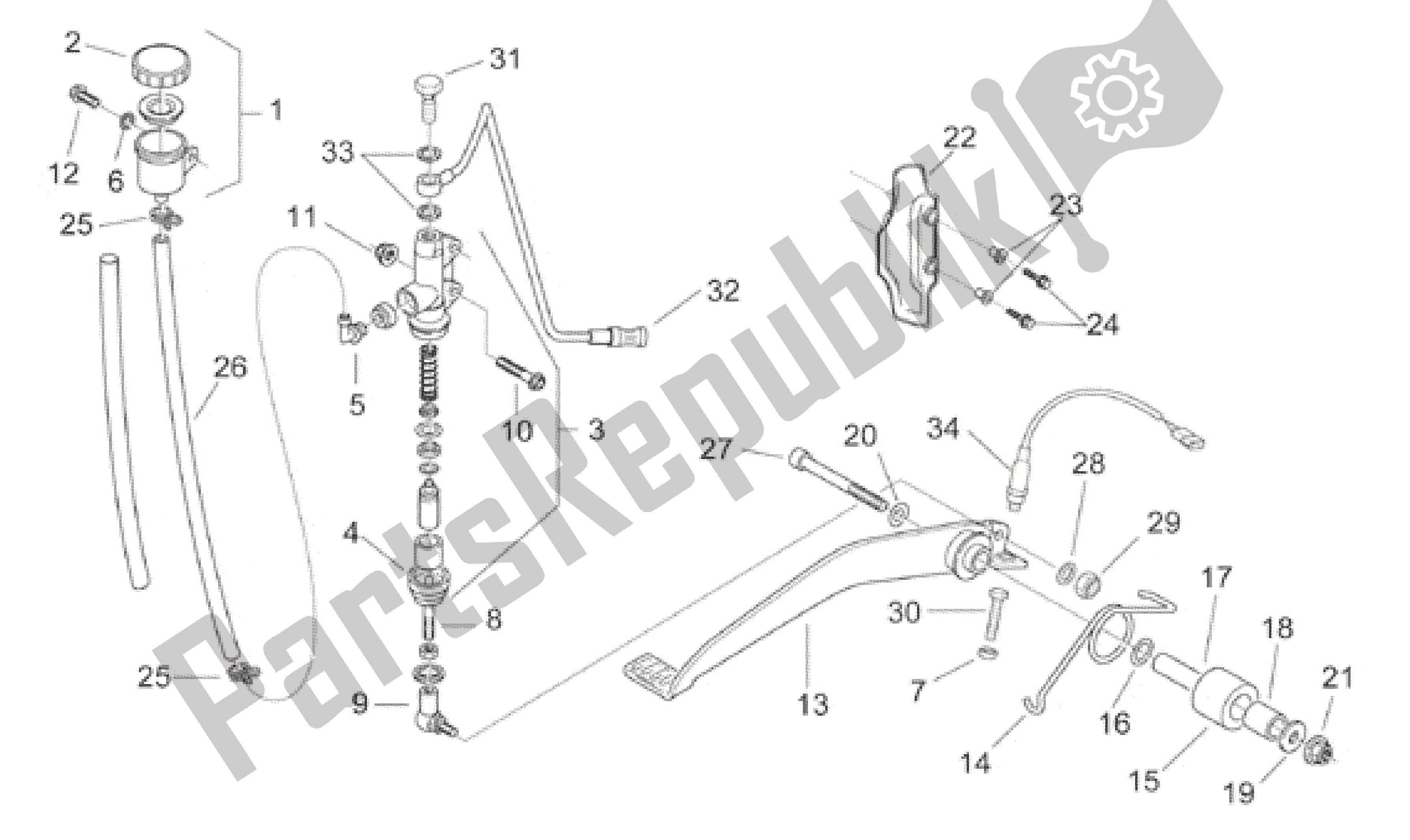 Toutes les pièces pour le Pompe De Frein Arrière du Aprilia Pegaso 650 2001