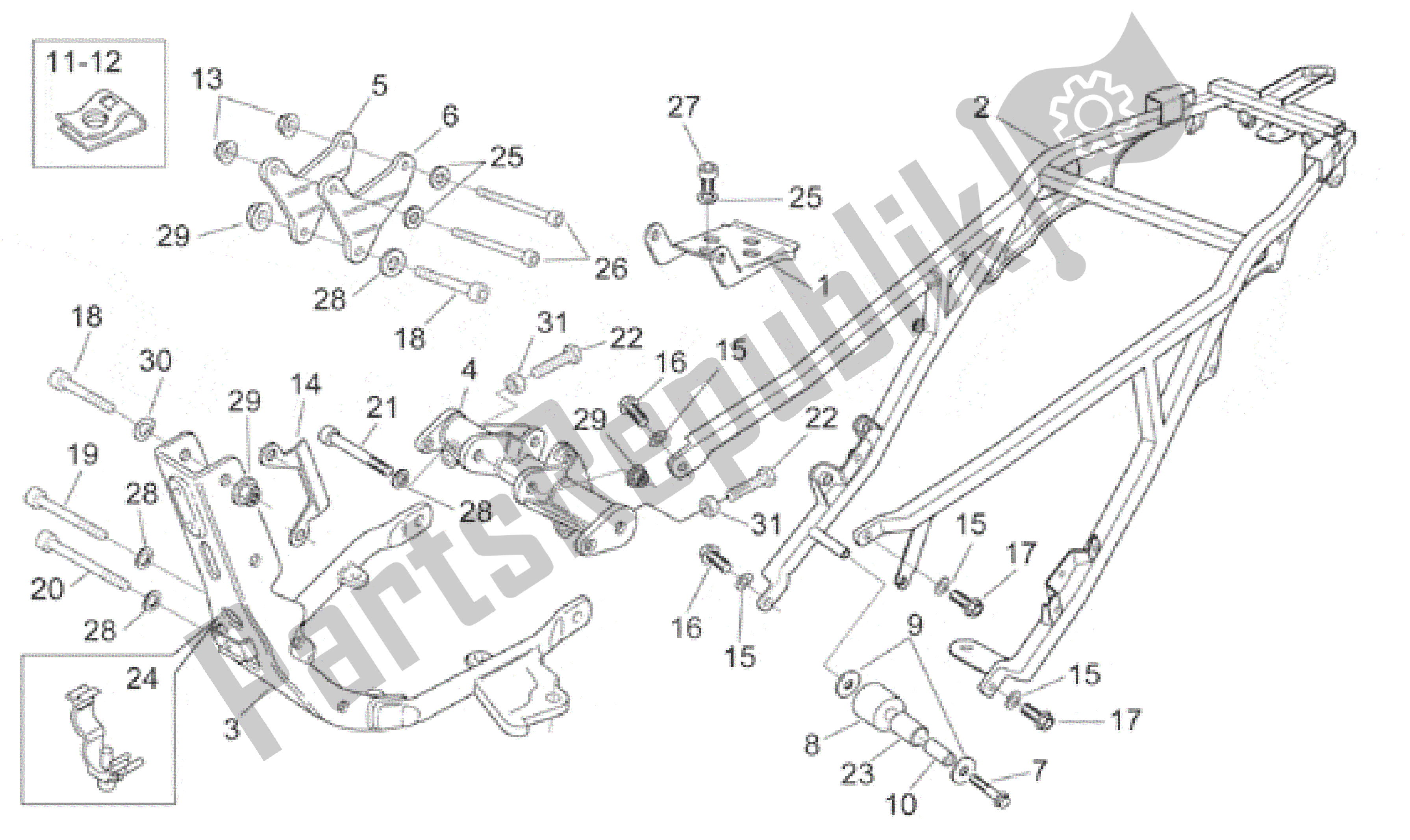 Todas las partes para Marco Ii de Aprilia Pegaso 650 2001