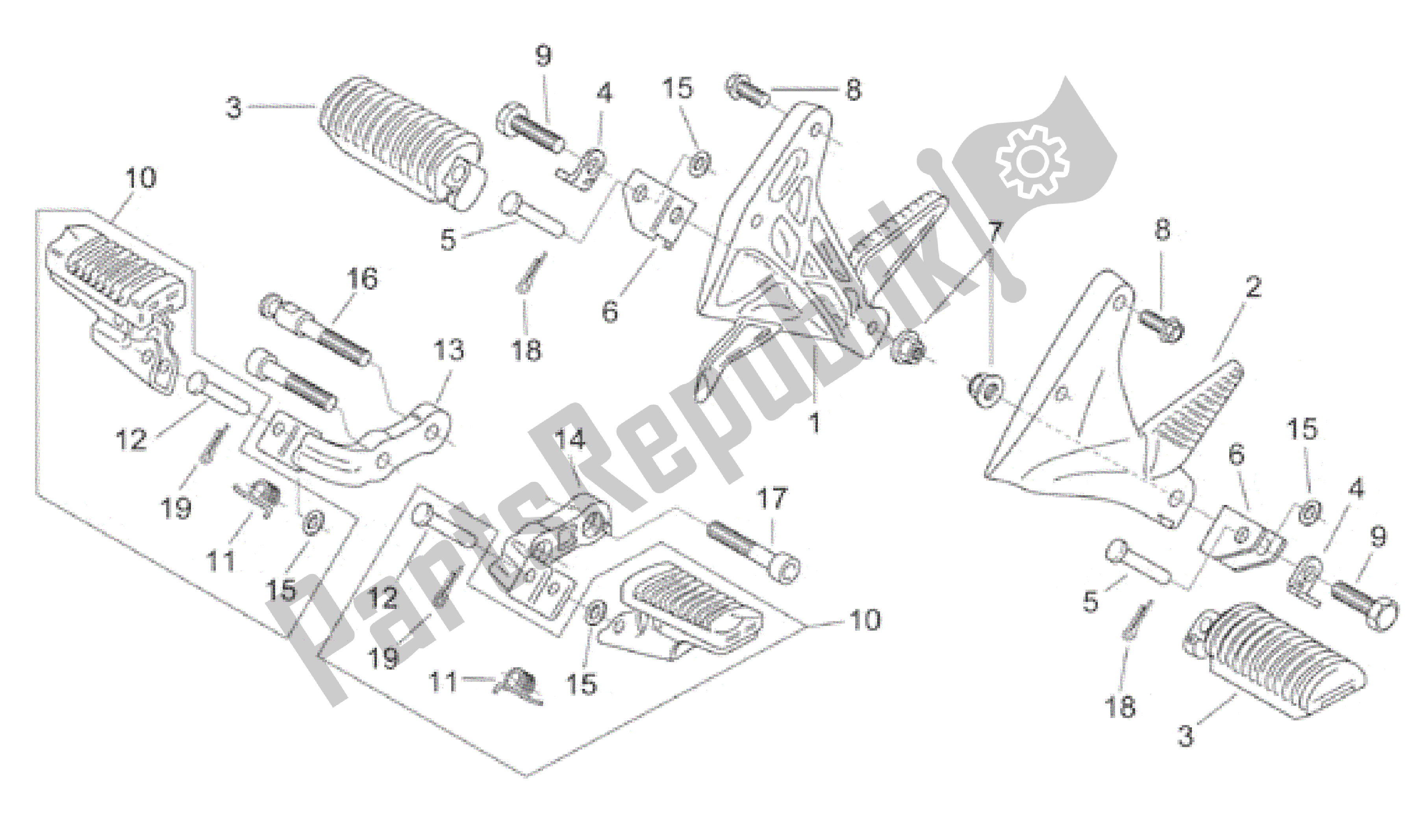 Todas las partes para Reposapiés de Aprilia Pegaso 650 2001