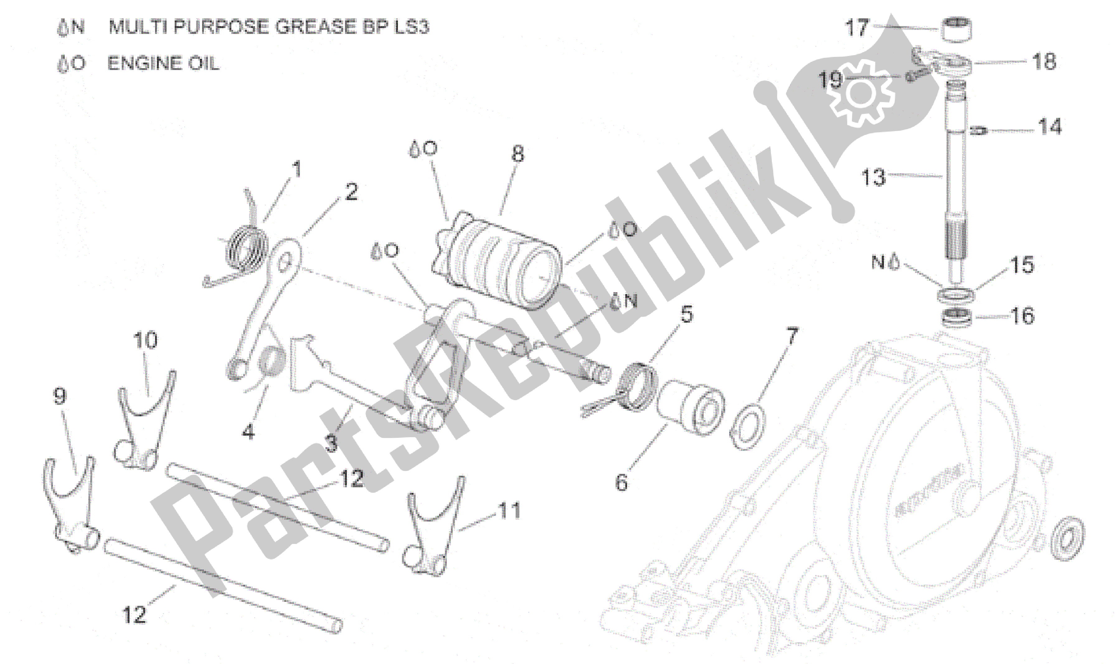 Todas las partes para Selector De Caja De Cambios de Aprilia Pegaso 650 2001