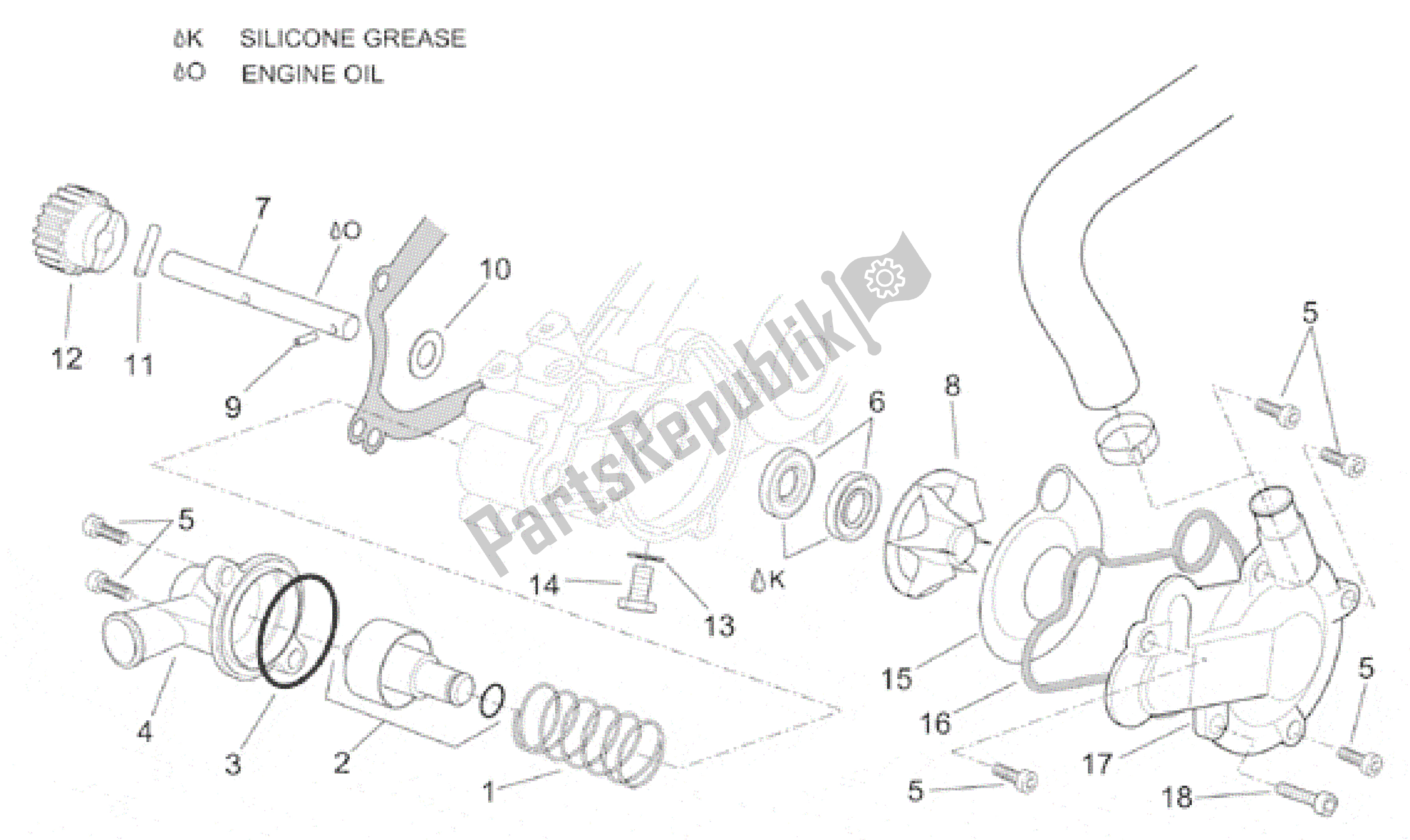 All parts for the Water Pump of the Aprilia Pegaso 650 2001