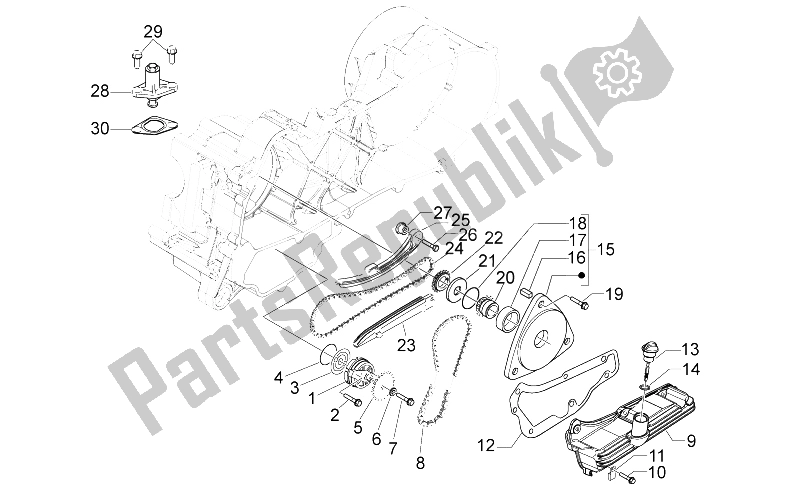 Alle onderdelen voor de Oliepomp van de Aprilia Scarabeo 50 4T 4V E2 2010
