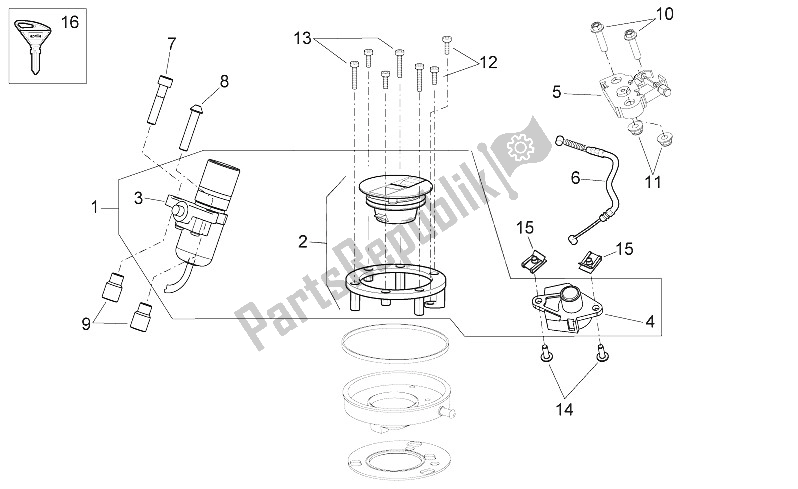 All parts for the Lock Hardware Kit of the Aprilia Shiver 750 USA 2015
