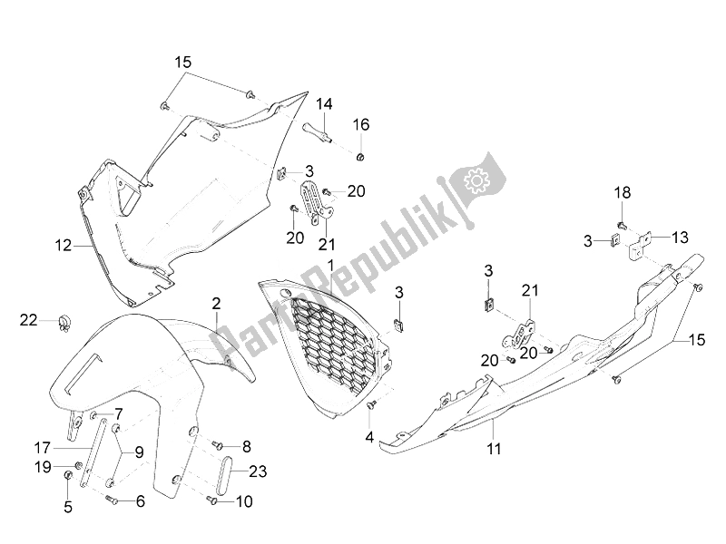 Todas las partes para Guardabarros Delantero de Aprilia RS4 125 4T 2014