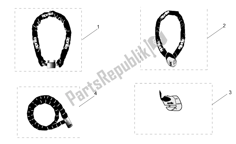 All parts for the Acc. - Mechanics Anti-theft of the Aprilia Scarabeo 125 250 E2 ENG Piaggio 2004