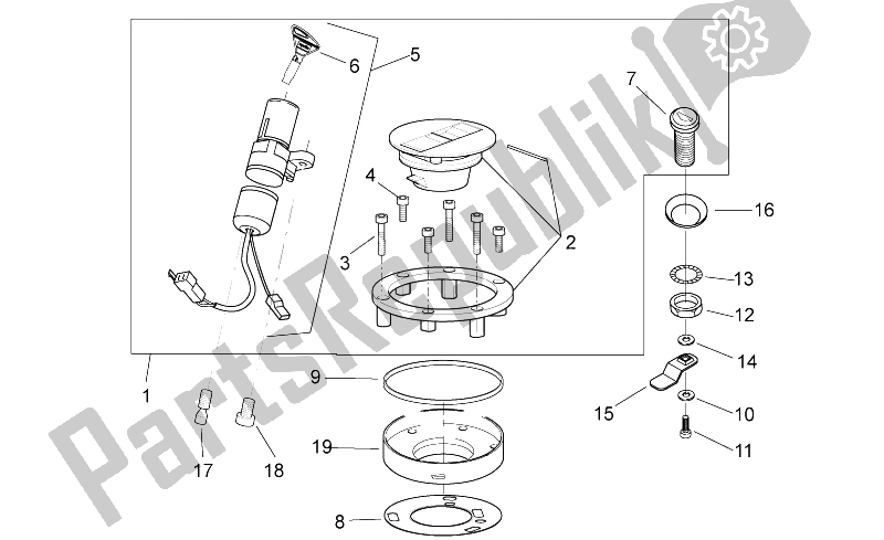 All parts for the Lock Hardware Kit of the Aprilia RS 50 2006