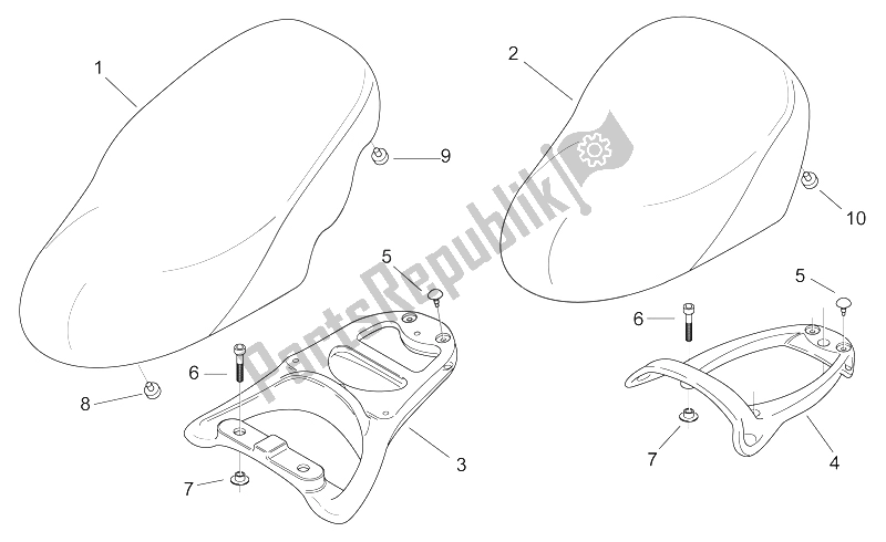 Todas as partes de Assento - Transportadora do Aprilia Scarabeo 50 2T ENG Minarelli 1998