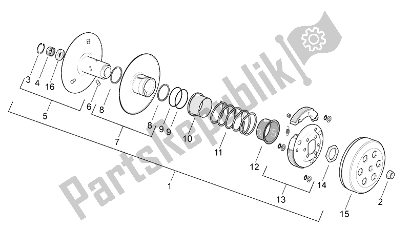 Toutes les pièces pour le Embrayage du Aprilia Scarabeo 50 2T E2 NET 2010