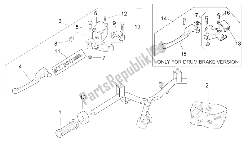 Alle Teile für das Lh Steuert des Aprilia SR 50 H2O Ditech Carb 2000