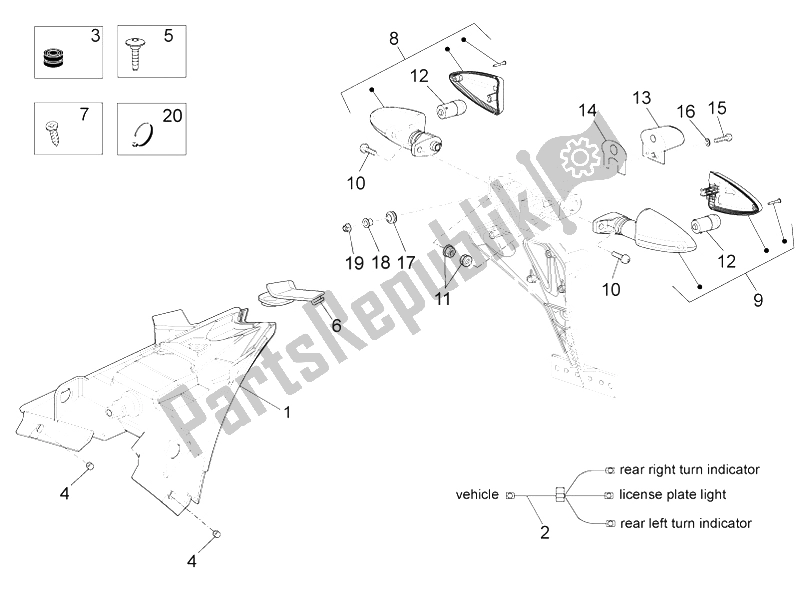 Alle onderdelen voor de Achterlichten van de Aprilia RS4 50 2T 2011
