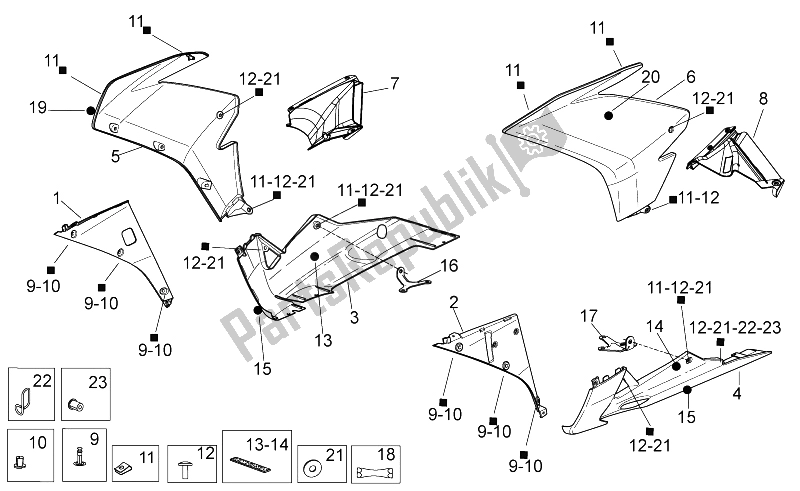 All parts for the Front Body Ii of the Aprilia RSV4 R 1000 2009