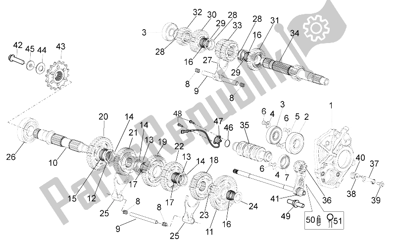 All parts for the Gear Box of the Aprilia RSV4 R 1000 2009