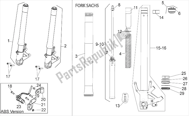 All parts for the Front Fork Iii of the Aprilia Shiver 750 EU 2010
