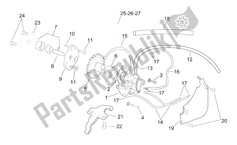 All parts for the Oil Pump of the Aprilia RS 250 1998
