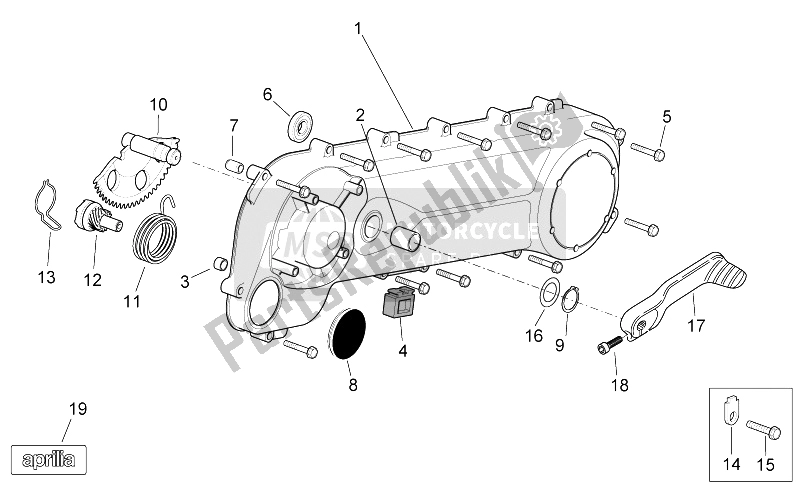 Toutes les pièces pour le Couvercle De Transmission du Aprilia Scarabeo 50 2T E2 ENG Piaggio 2007