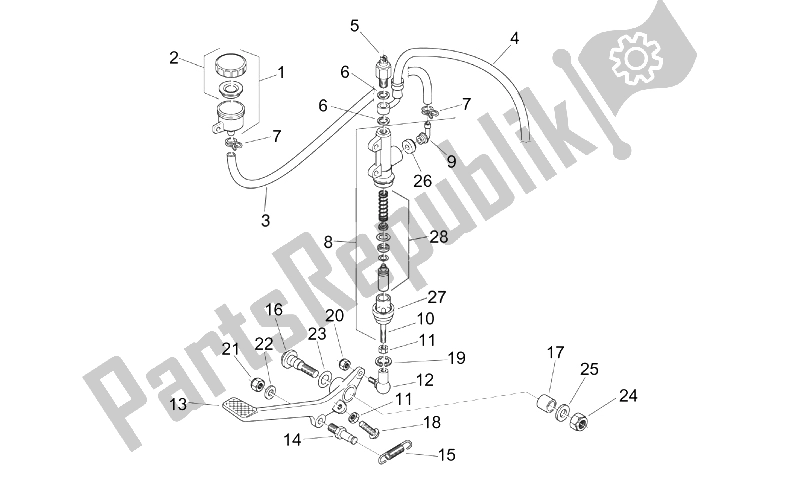 Wszystkie części do Tylny Cylinder G?ówny Aprilia RS 125 Tuono 2003