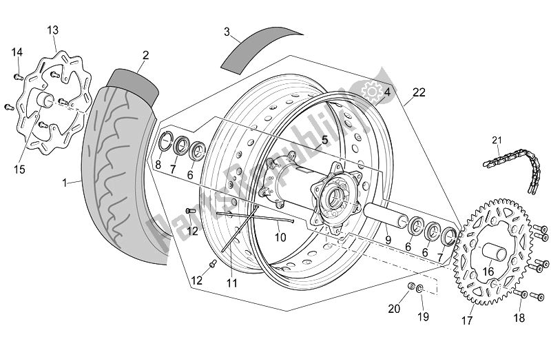 Toutes les pièces pour le Roue Arrière Ii du Aprilia RXV SXV 450 550 2008