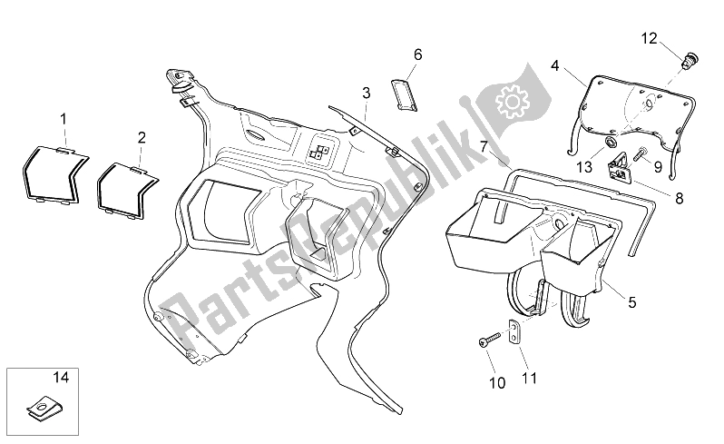 All parts for the Front Body Ii of the Aprilia Atlantic 300 2010