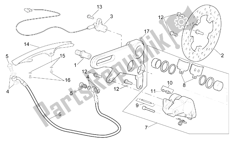 Tutte le parti per il Pinza Freno Posteriore del Aprilia RSV Mille 1000 2003