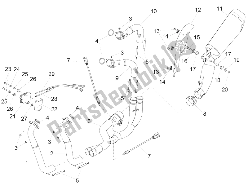 Alle Teile für das Auspuff des Aprilia RSV4 RR USA 1000 2016