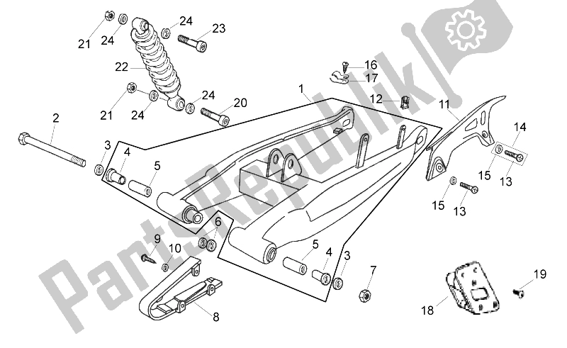 All parts for the Swing Arm of the Aprilia RX SX 50 2011