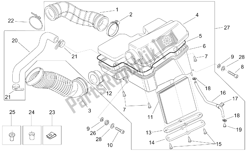 Tutte le parti per il Air Box del Aprilia Mojito 125 1999