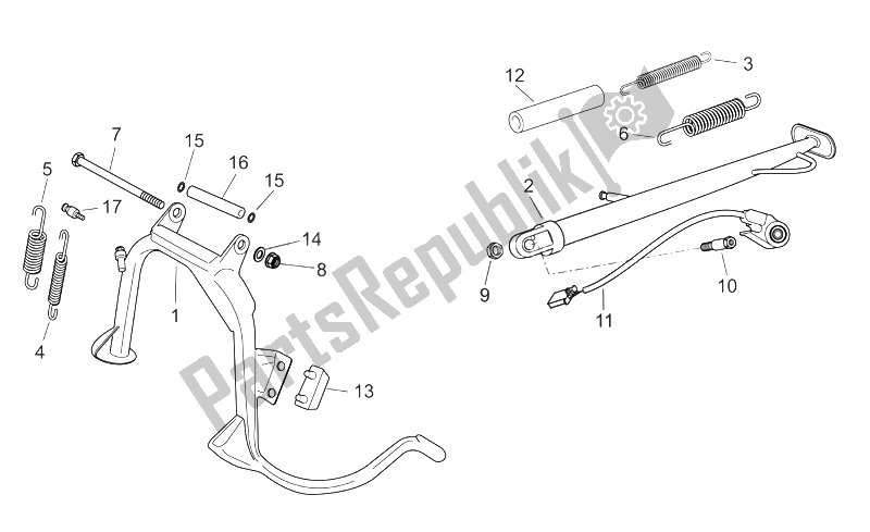 Todas as partes de Suporte Central do Aprilia Atlantic 125 250 2006