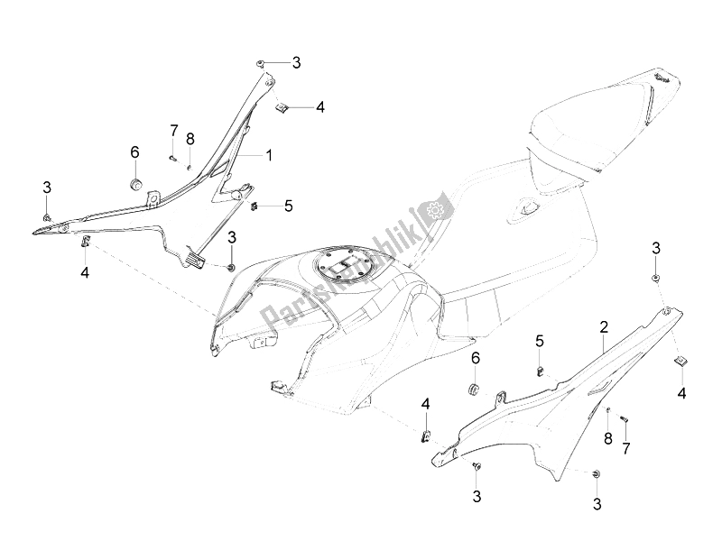 All parts for the Central Body of the Aprilia RS4 50 2T 2014