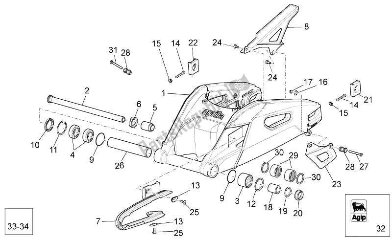 All parts for the Swing Arm of the Aprilia Tuono 1000 V4 R STD Aprc 2011