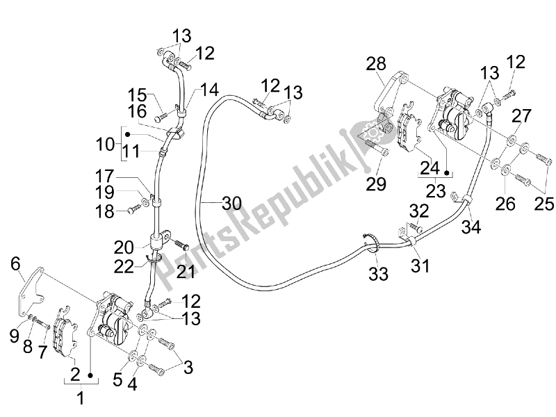 All parts for the Brakes Pipes - Calipers of the Aprilia SR 300 MAX 2011