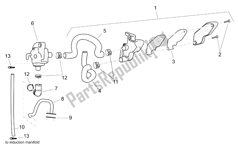 All parts for the Secondary Air Ii of the Aprilia Scarabeo 125 250 E2 ENG Piaggio 2004