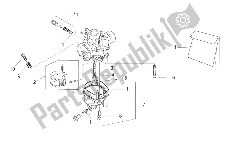 Tutte le parti per il Carburatore Ii del Aprilia RS 50 Tuono 2003