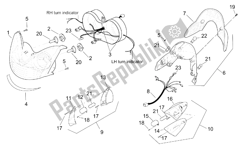 Toutes les pièces pour le Lumières du Aprilia Leonardo 125 150 ST 2001