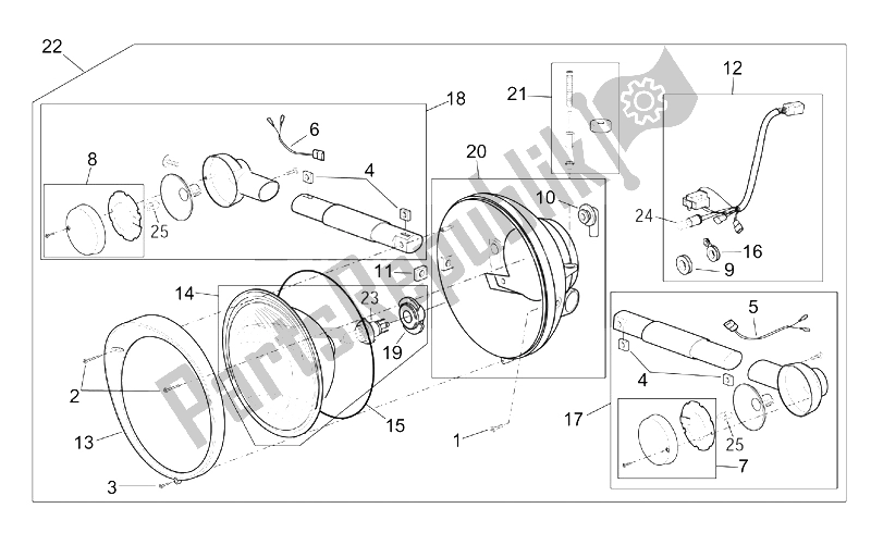 Tutte le parti per il Faro del Aprilia Scarabeo 125 150 200 ENG Rotax 1999