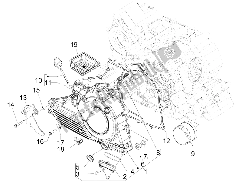 Toutes les pièces pour le Couvercle Magnéto Volant - Filtre à Huile du Aprilia SRV 850 4T 8V E3 2012