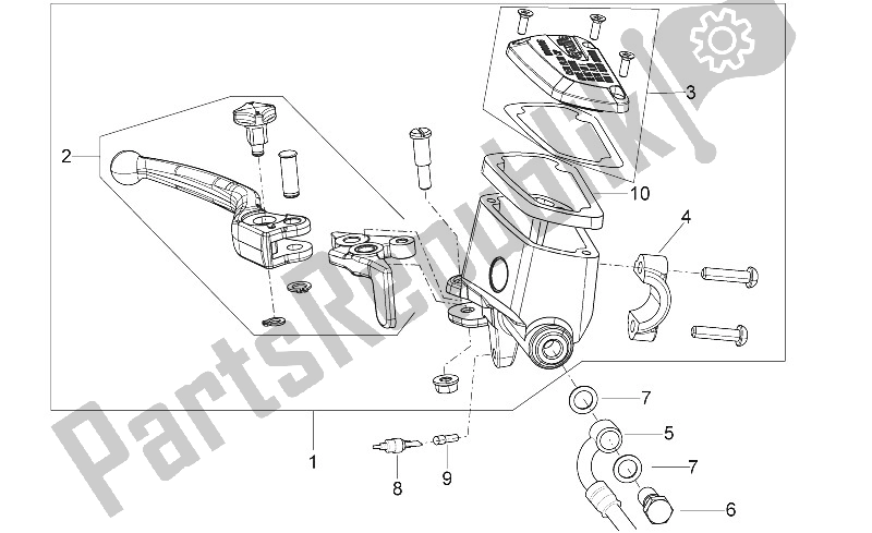 Alle onderdelen voor de Voorste Hoofdcilinder van de Aprilia Shiver 750 EU 2010