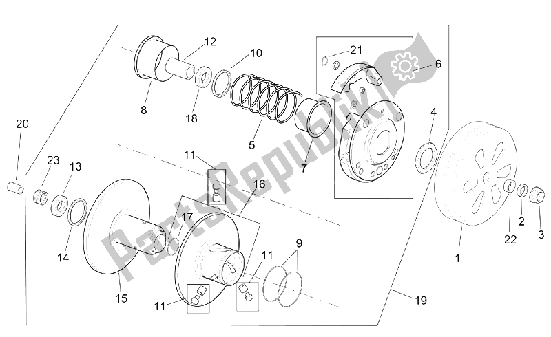 All parts for the Clutch of the Aprilia SR 125 150 1999