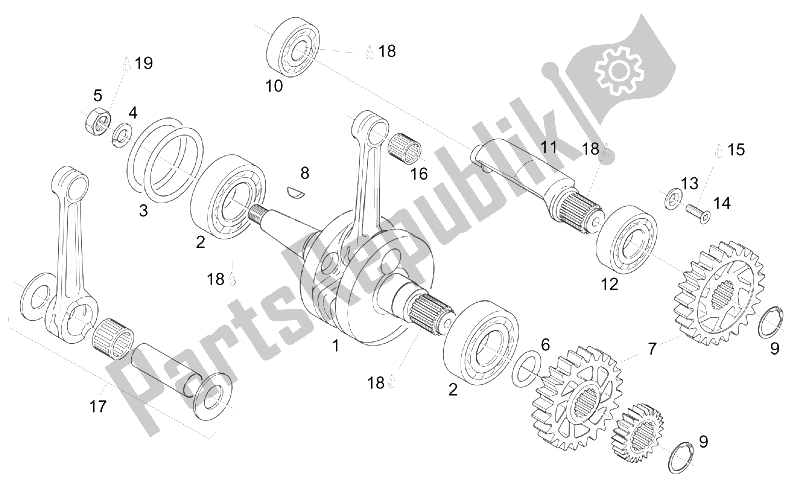 Toutes les pièces pour le Vilebrequin - Arbre D'équilibrage du Aprilia RS 125 Tuono 2003