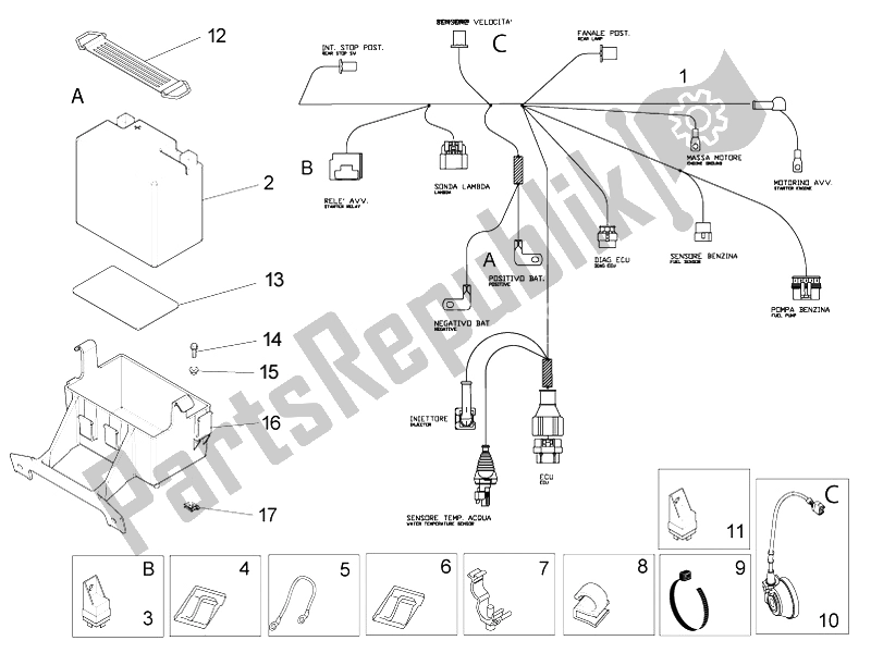All parts for the Rear Electrical System of the Aprilia RS4 125 4T 2014