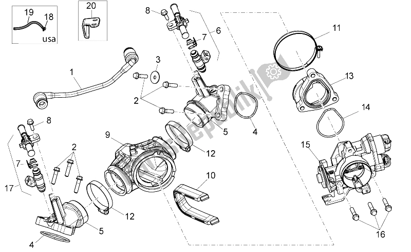 All parts for the Throttle Body of the Aprilia NA 850 Mana GT 2009