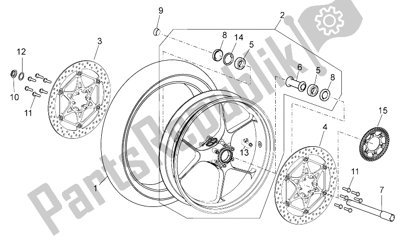 Tutte le parti per il Ruota Anteriore del Aprilia Tuono V4 1100 Factory 2015