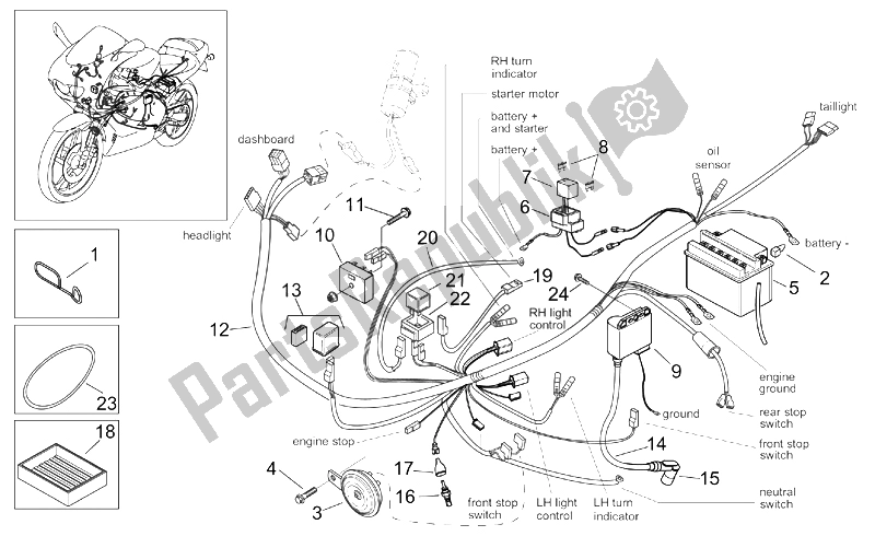 Todas as partes de Sistema Elétrico do Aprilia RS 50 Tuono 2003