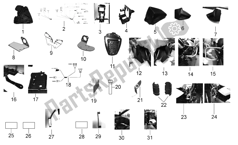 All parts for the Special Equipment of the Aprilia Caponord 1200 Carabinieri 2015