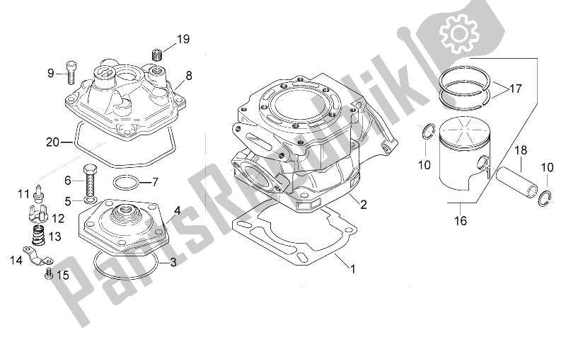 All parts for the Cylinder - Head - Piston of the Aprilia MX 125 Supermotard 2004