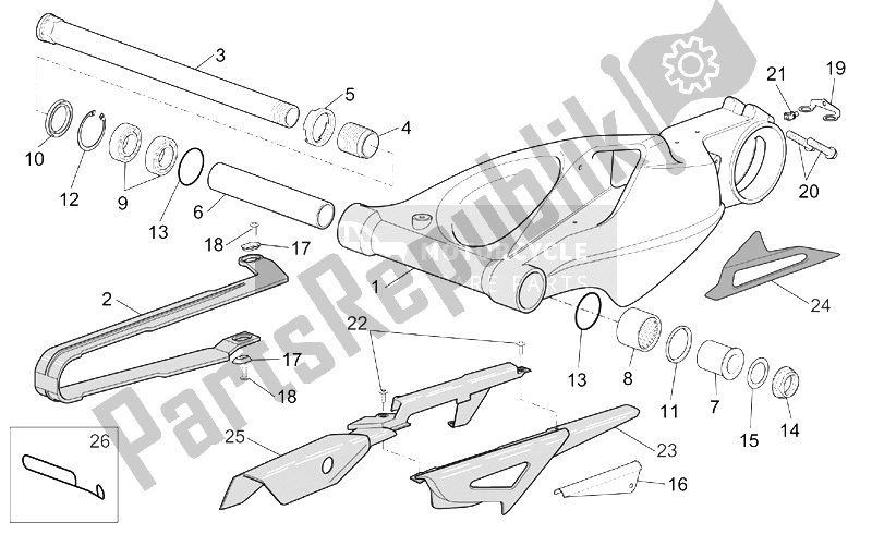 All parts for the Swing Arm of the Aprilia RST 1000 Futura 2001